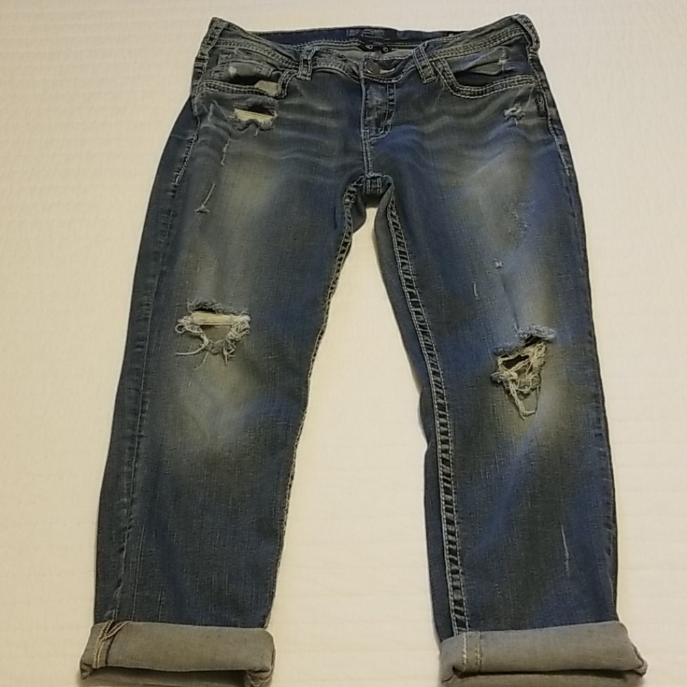 Silver Jeans Co.  Destructed boyfriend jeans 29